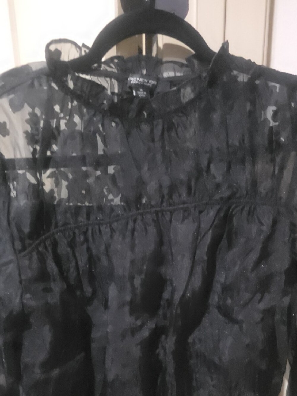 Marc New York Black Sheer Ruffled Blouse - Picture 4 of 6